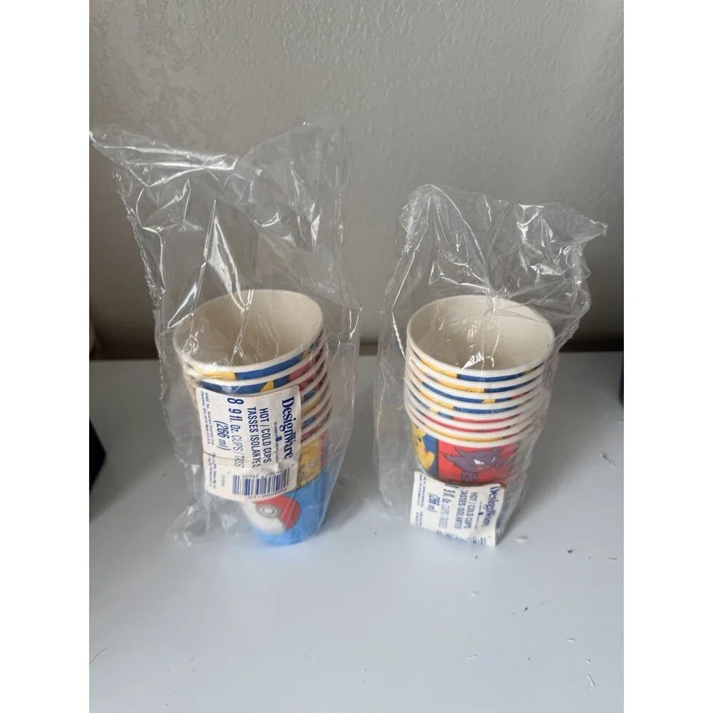 1999 Pokemon Paper Cups 16 Count Sealed Vintage DesignWare Pikachu Party NOS